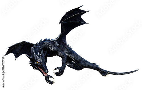 3D Rendering Fairy Tale Dragon on White