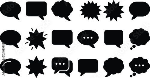 фотографія Collection of black speech bubbles and comic thought clouds in a versatile vecto
