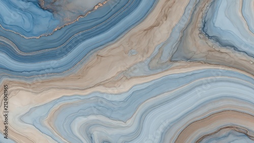 Abstract marble pattern with flowing blue, beige, and white striations resembling natural stone texture
