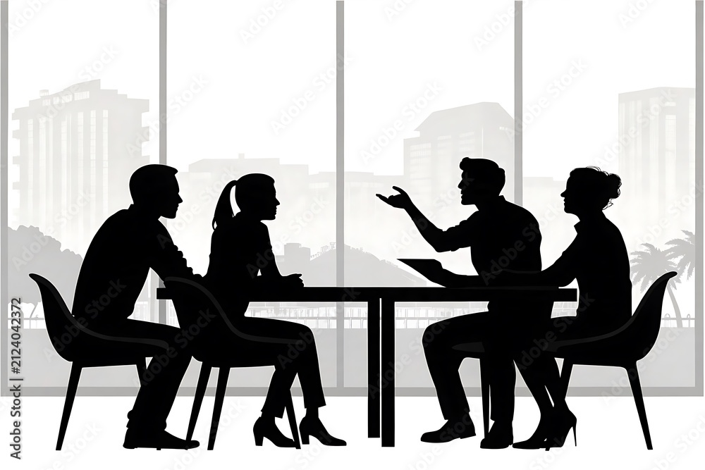 Fototapeta premium Four people having a business meeting around a table