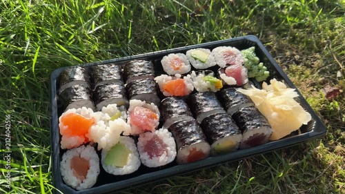 Sushi Maki Box with Salmon, Tuna and Avocado – Outdoor Japanese Dining