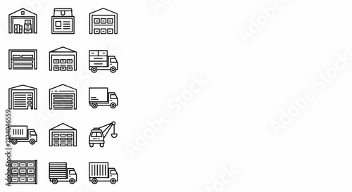 Logistics and Warehousing Line Icons Set: Modern Outline Symbols for Shipping, Delivery, Storage, and Supply Chain Management