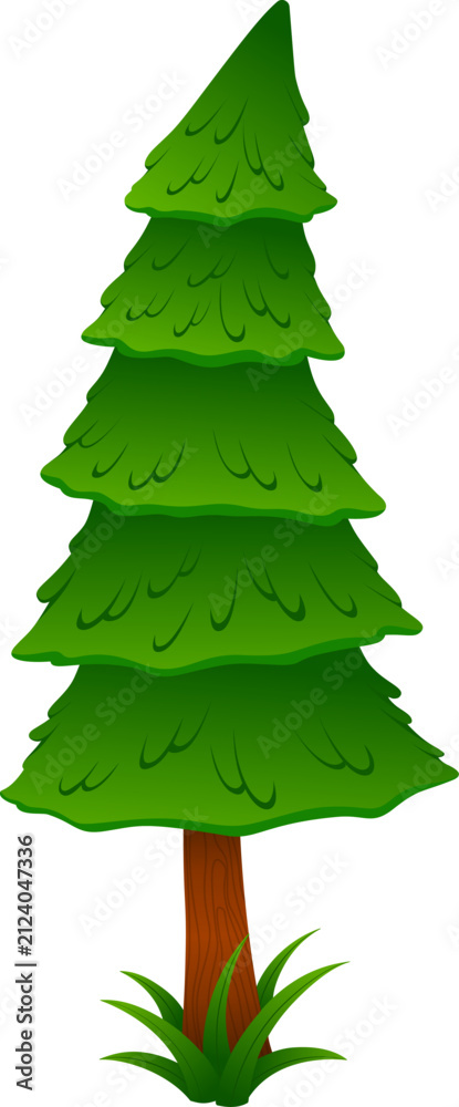 Fototapeta premium Green pine tree vector illustration isolated on white background
