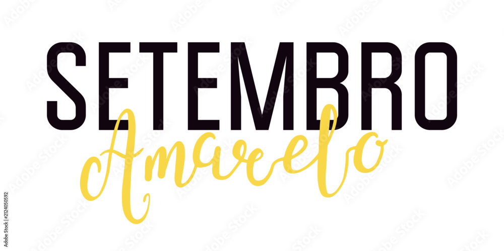 Fototapeta premium Setembro Amarelo lettering, typography isolated on transparent background. Portuguese text Yellow September. Suicide prevention month, social awareness campaign in Brazil. Vector illustration