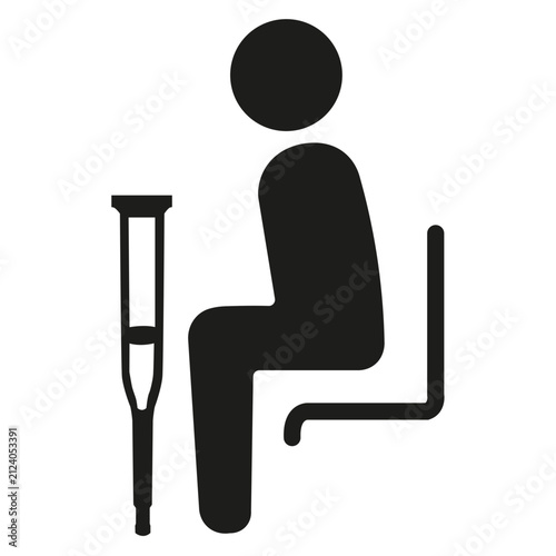 Priority seating symbol set with person with crutches symbol