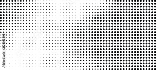 Halftone pattern background with black dots, gradient pop art texture vector, monochrome dotted screen effect for comic book design and web banners