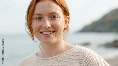 Smiling Young Irish Woman with Radiant Healthy Skin