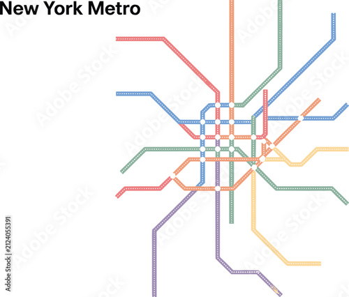 New York metro subway map schematic vector illustration featuring colorful city transit lines stations and railway connection networksNew York metro subway map schematic vector illustration featuring 