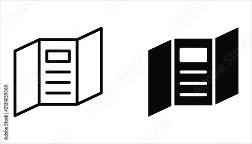Brochure line icon set. Catalogue, booklet, magazine, letterhead, open book and other poly graph vector illustration. Isolated on white background.