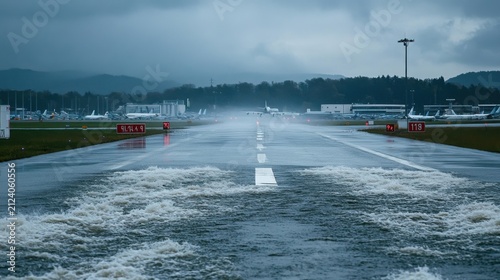Airport Runway Submerged Underwater Due to Heavy Flooding