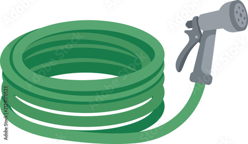 Coiled garden hose with adjustable spray nozzle irrigation watering flexible equipment hosepipe