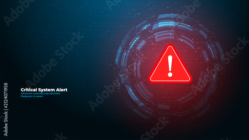 Obraz na płótnie Critical system alert advanced cybersecurity solutions warning banner blue and r