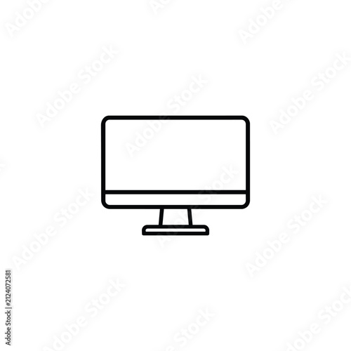 Computer monitor icon for electronics marketplace category, desktop display product, online technology store and device catalog