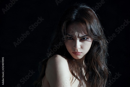 Editorial B&W Dramatic Lighting Female Portrait