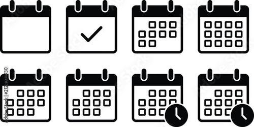 Set of calendar icons for scheduling and planning