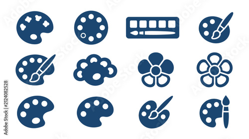 Artist paint palette and tray icons.