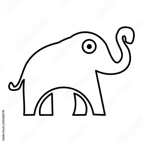 Photography cute playful elephant raising trunk outline line art
