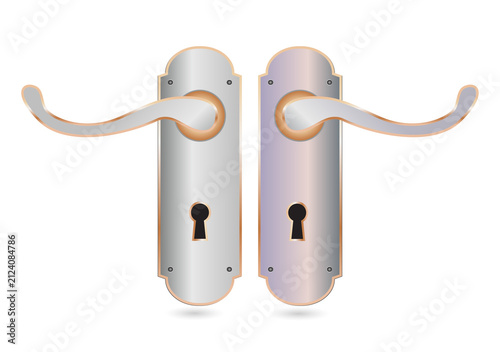 Cuadro en lienzo silver door handles with keyholes on transparent background