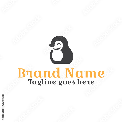 Smiling Penguin logo. Fully vector file. CMYK color mode. Editable color. Easy to download.