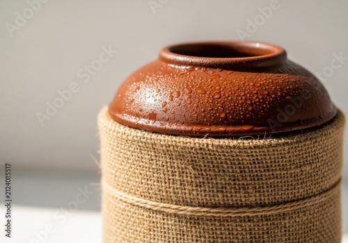 Rustic Clay Pot with Jute Covering