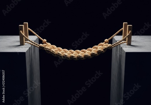 Rope bridge spanning a dark gap, symbolizing connection