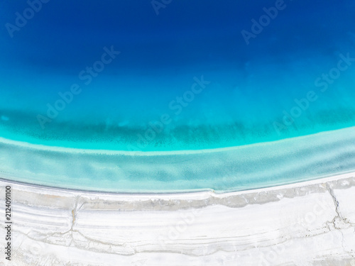  Salda Lake(Salda Gölü) in the Summer Season Drone Photo, Turkish Maldives Yesilova, Burdur Turkiye (Turkey)