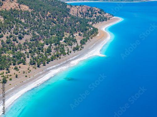  Salda Lake(Salda Gölü) in the Summer Season Drone Photo, Turkish Maldives Yesilova, Burdur Turkiye (Turkey)