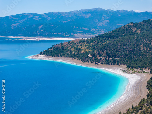  Salda Lake(Salda Gölü) in the Summer Season Drone Photo, Turkish Maldives Yesilova, Burdur Turkiye (Turkey)