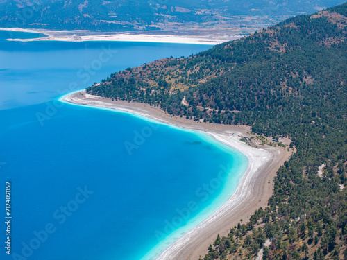  Salda Lake(Salda Gölü) in the Summer Season Drone Photo, Turkish Maldives Yesilova, Burdur Turkiye (Turkey)