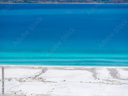  Salda Lake(Salda Gölü) in the Summer Season Drone Photo, Turkish Maldives Yesilova, Burdur Turkiye (Turkey)