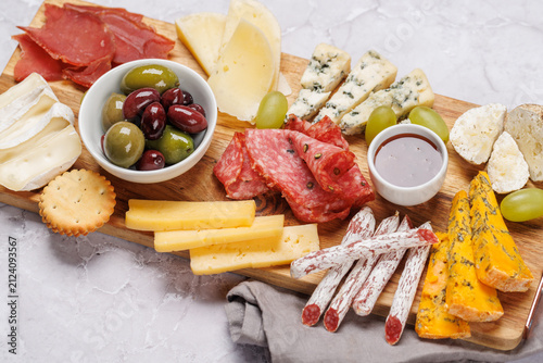 Cheese and meat assortment for wine