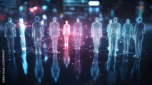 digital representation of diverse figures interconnected, symbolizing collaboration