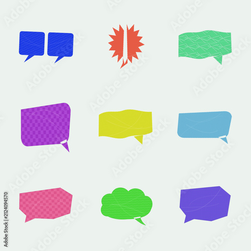 Colorful set of speech bubbles and chat icons in a modern flat design style