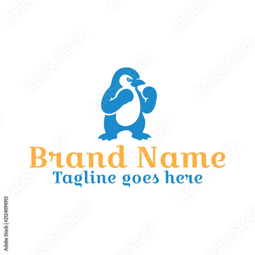 Fighter or Boxer Penguin logo. Fully vector file. CMYK color mode. Editable color. Easy to download.