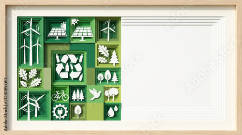 Layered Paper Cut Earth with Green Foliage