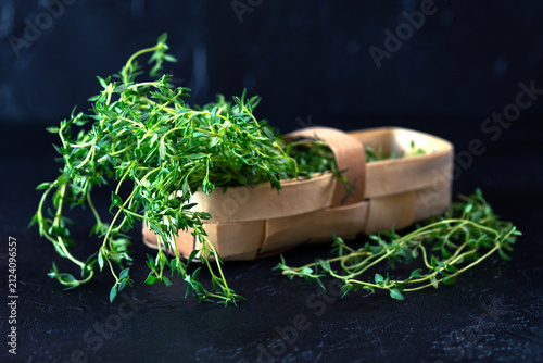 Fresh Thyme in a basket.