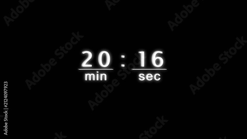 Canvastavla Glowing digital counter illustrating twenty minutes and sixteen seconds against blackness