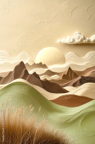 Soft sunrise glows over layered mountain ridges