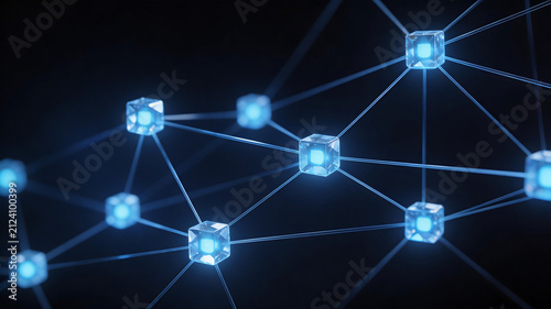 Blue glowing cubes connected by lines