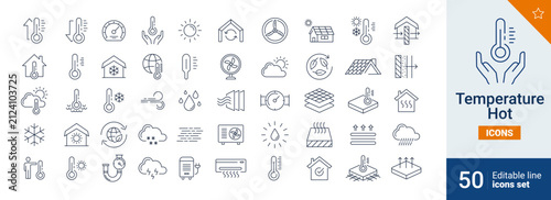 Temperature icons Pixel perfect. Hot, cold, home,...	
