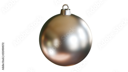 Silver christmas ball decoration hanging, realistic 3d rendering illustration for holiday greeting card design.