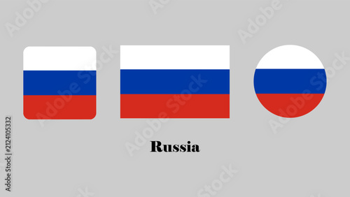Russia flag set. Russia flag vector on simple, standard, and circle. Russia flag on gray background