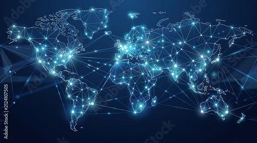 Foto Global business network map