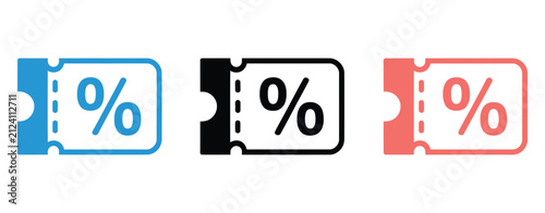 Discount Coupon Voucher Icon Vector Design for shopping promotion, sale offer, voucher redemption, retail marketing, coupon symbol.