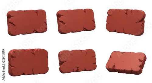 3d rendered close-up of six brick objects isolated on a white background construction or design