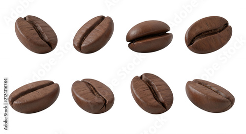 close-up of roasted coffee beans isolated on a white background coffee preparation for a food and beverage industry use