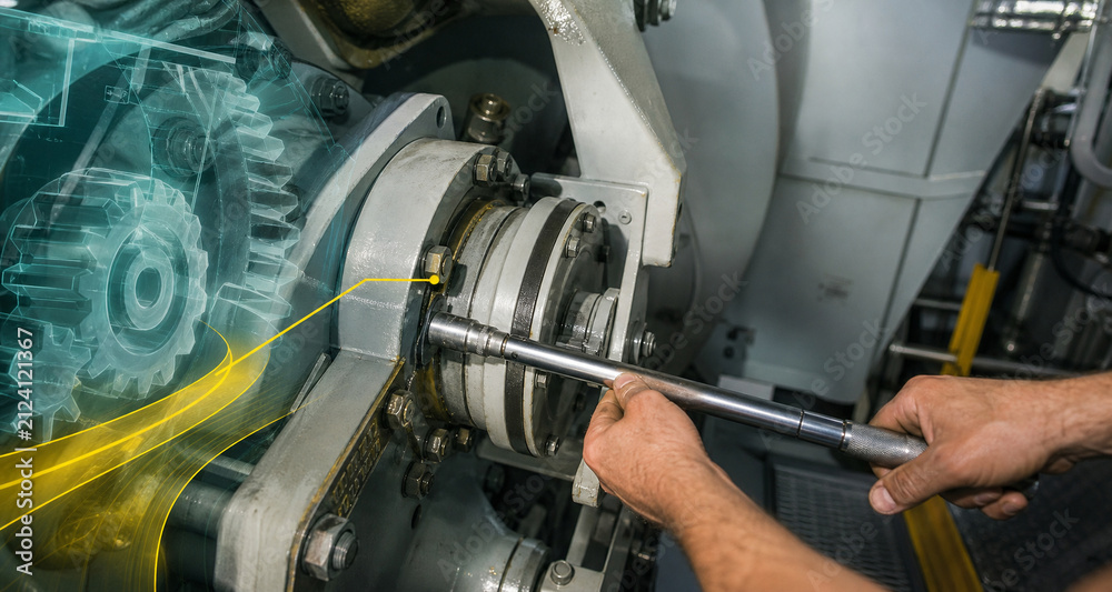 Fototapeta premium Wind turbine gearbox service overlay