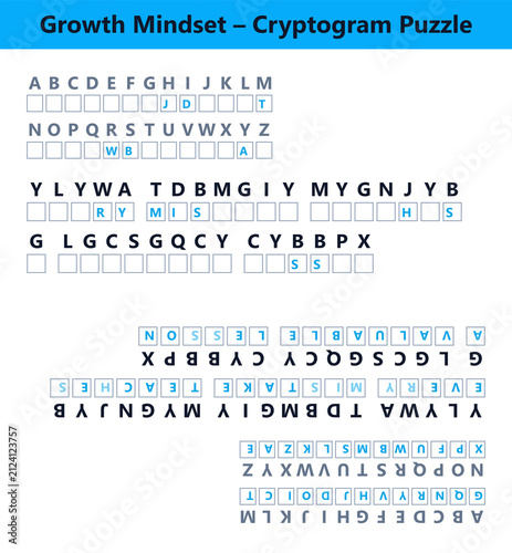 Growth Mindset Cryptogram Puzzle with Inspirational Quote for Critical Thinking Practice