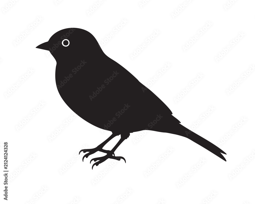 Fototapeta premium Sparrow Silhouette Black Vector Illustration Small Bird Standing Profile