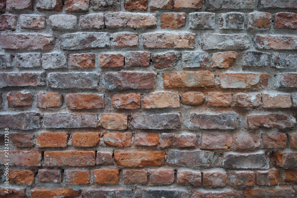 Fototapeta premium Weathered Red and Brown Brick Wall Background